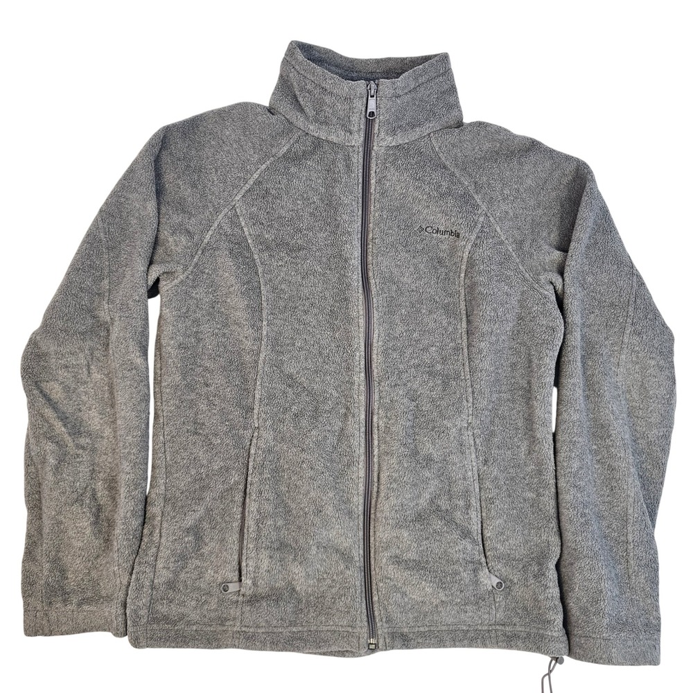 Columbia Womens Gray Full Zip Fleece Jacket Benton Springs Mock Neck Size Medium